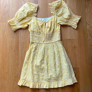 RAHI puffy sleeve gingham dress